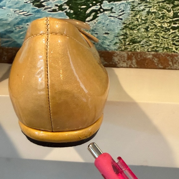 PRADA patent leather peep toe Bakelite ballet flats rare butter yellow color 36 - Picture 13 of 16